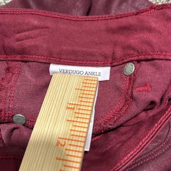 Paige verdugo ankle Shiraz silk coated skinny ankle jeans denim deep red wine - Picture 6 of 15